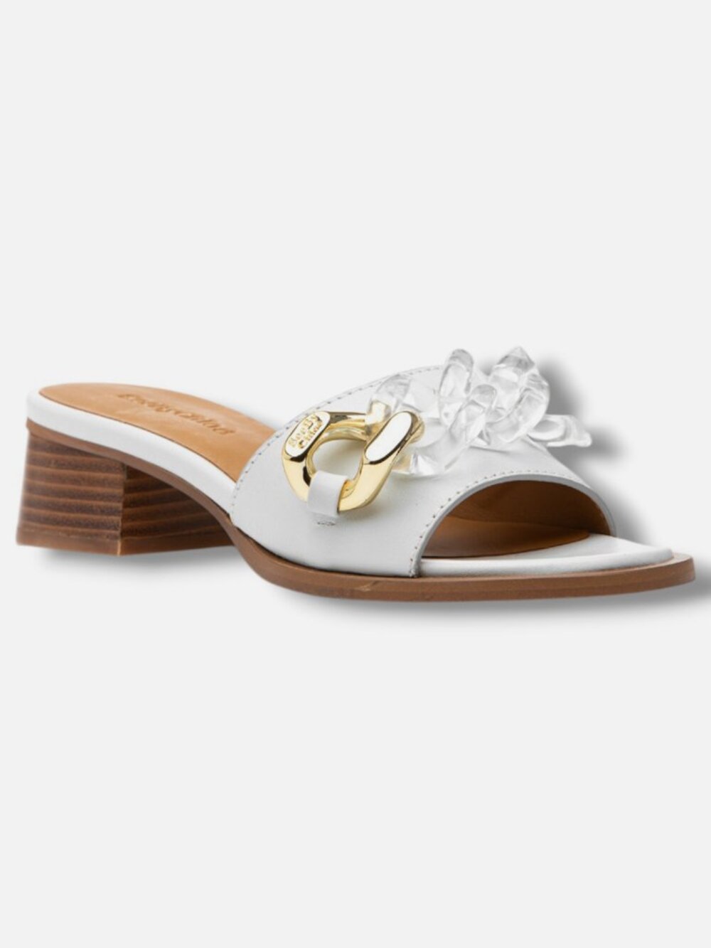 See By Chloé Women's White Embellished Leather Mules Shoes Size EU:40 US:10